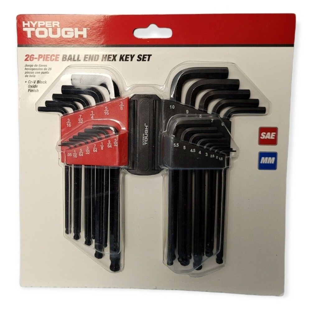 Hyper Tough Heavy Duty 26 Piece Ball End Hex Key Set NEW